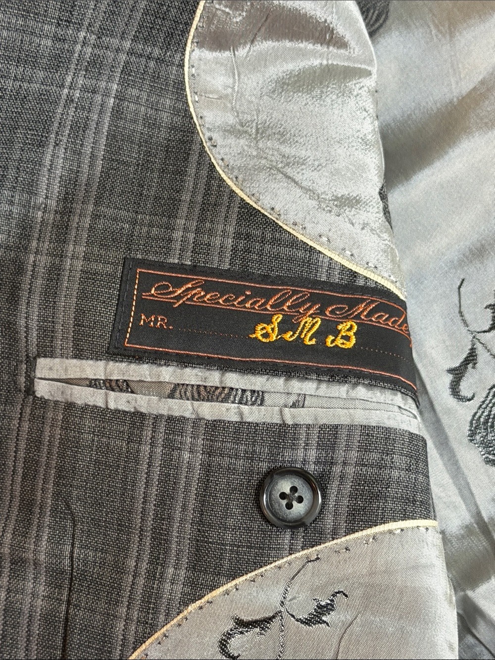 Marzoni Bespoke Custom Italian Men's Plaid Two-Button Blazer Grey 42L EUC - Picture 7 of 12